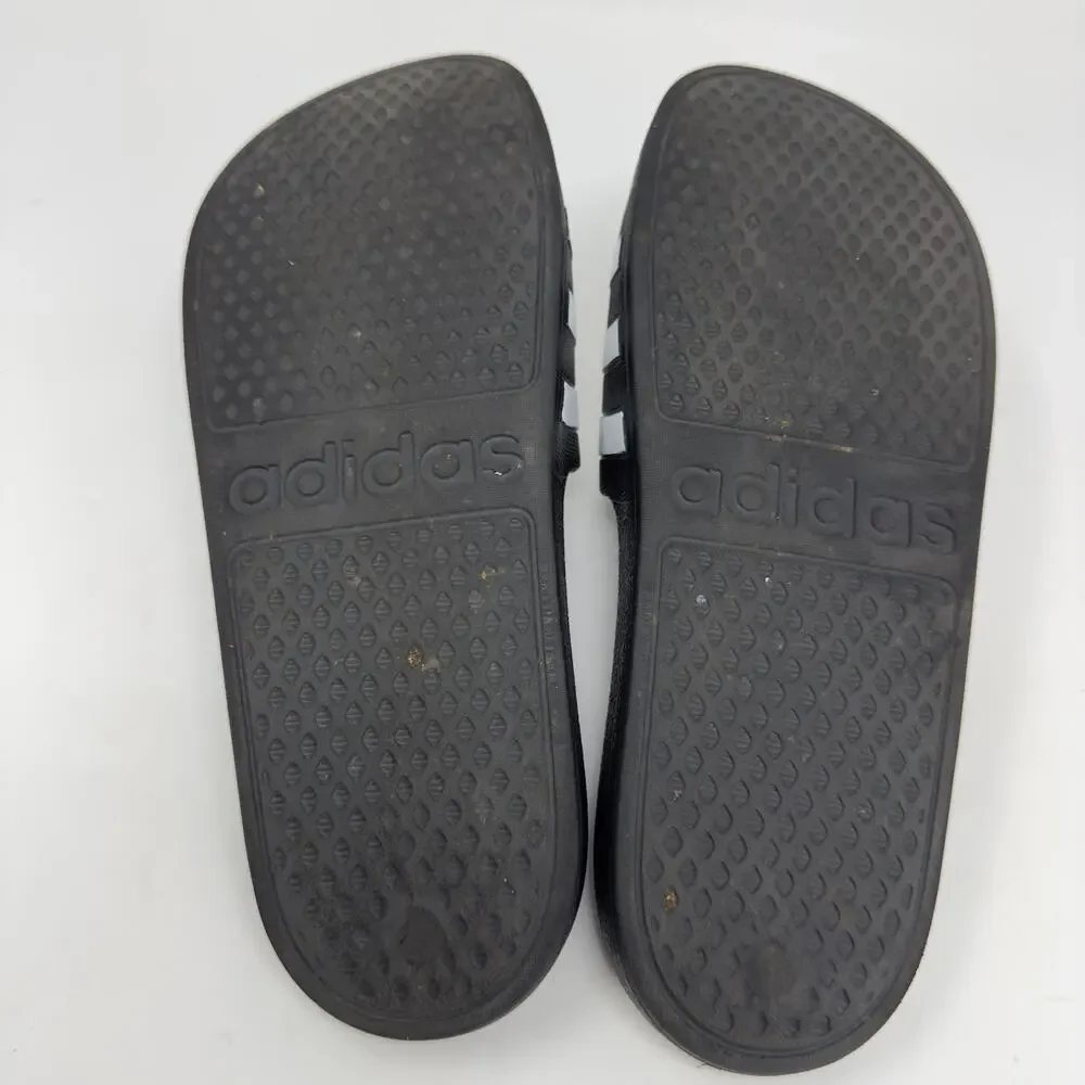 Adidas Black and White Striped Slide Sandal M10 / W11